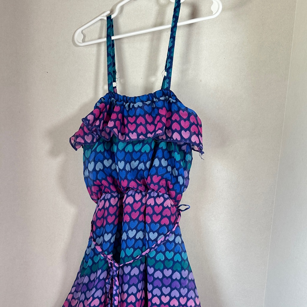 Bobbie Brooks Colorful Heart Print Dress Size Large 10/12
